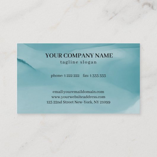 Blauwgroene alcoholinkt visitekaartje (Achterkant)