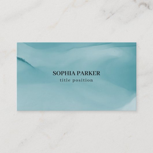 Blauwgroene alcoholinkt visitekaartje (Voorkant)