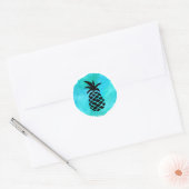Blauwgroene Ananas Ronde Sticker (Envelop)