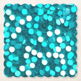 Blauwgroene Aqua Sequin Look Paper Onderzetter