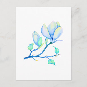 Blauwgroene Aquarel Magnoliatak Botanisch Briefkaart