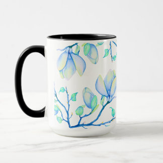 Blauwgroene Aquarel Magnoliatak Botanisch Mok