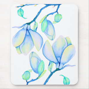 Blauwgroene Aquarel Magnoliatak Botanisch Muismat