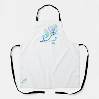 Blauwgroene Aquarel Magnoliatak Botanisch Schort