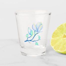 Blauwgroene Aquarel Magnoliatak Botanisch Shot Glas