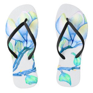 Blauwgroene Aquarel Magnoliatak Botanisch Teenslippers