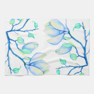 Blauwgroene Aquarel Magnoliatak Botanisch Theedoek