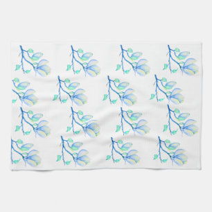 Blauwgroene Aquarel Magnoliatak Botanisch Theedoek