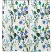 Blauwgroene Aquarel Wilde Bloem Douchegordijn (Voorkant)