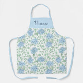 Blauwgroene Aquarel Wilde Bloem Eigen Naam Schort (Voorkant)