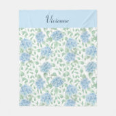 Blauwgroene Aquarel Wilde Bloem Naam Fleece Deken (Voorkant)