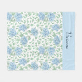 Blauwgroene Aquarel Wilde Bloem Naam Fleece Deken (Voorkant (Horizontaal))