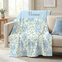 Blauwgroene Aquarel Wilde Bloem Naam Fleece Deken