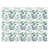 Blauwgroene Aquarel Wilde Bloem Tafelkleed (Voorkant (Horizontaal))