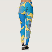 Blauwgroene Bladeren Zomer Leggings (Achterkant)