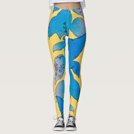 Blauwgroene Bladeren Zomer Leggings