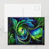 blauwgroene bladrijke abstracte briefkaart (Voorkant / Achterkant)