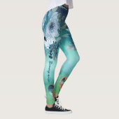Blauwgroene bloem leggings (Rechts)