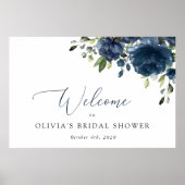 Blauwgroene Bloemen, Groene Tinten, Boho, Bruids W Poster (Voorkant)