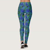 Blauwgroene bloemenleggings leggings (Achterkant)