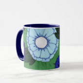 Blauwgroene bloemenmok mok (Voorkant links)