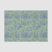 Blauwgroene bloemige Toile de Jouy vintage stijl Tissuepapier (Voorkant)