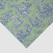 Blauwgroene bloemige Toile de Jouy vintage stijl Tissuepapier (Detail)