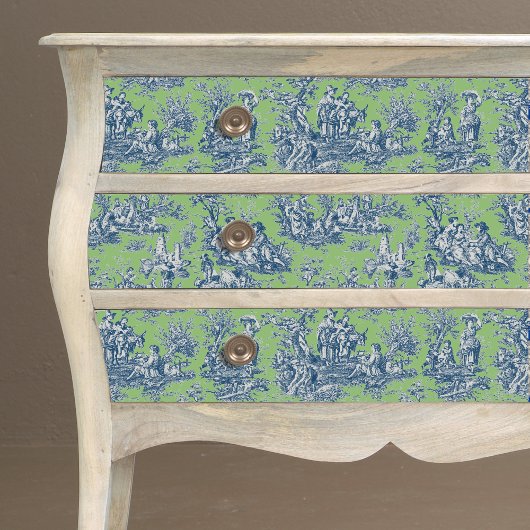 Blauwgroene bloemige Toile de Jouy vintage stijl Tissuepapier