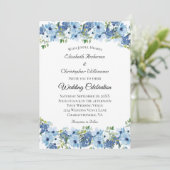 Blauwgroene Boho-waterverf Bloemen Bruiloft Kaart (Staand voorkant)