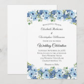 Blauwgroene Boho-waterverf Bloemen Bruiloft Kaart (Voorkant / Achterkant)