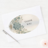 Blauwgroene botanische ovale bedanksticker sticker (Envelop)