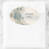 Blauwgroene botanische ovale bedanksticker sticker (Tas)