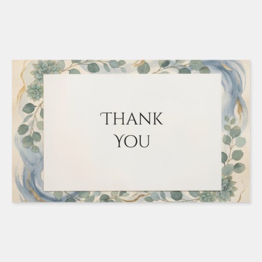 Blauwgroene botanische rechthoekige sticker (Voorkant)