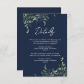 Blauwgroene botanische waterverf bruiloft informatiekaartje (Voorkant / Achterkant)