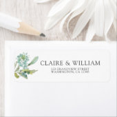 Blauwgroene botanische Waterverf Etiket (Insitu)