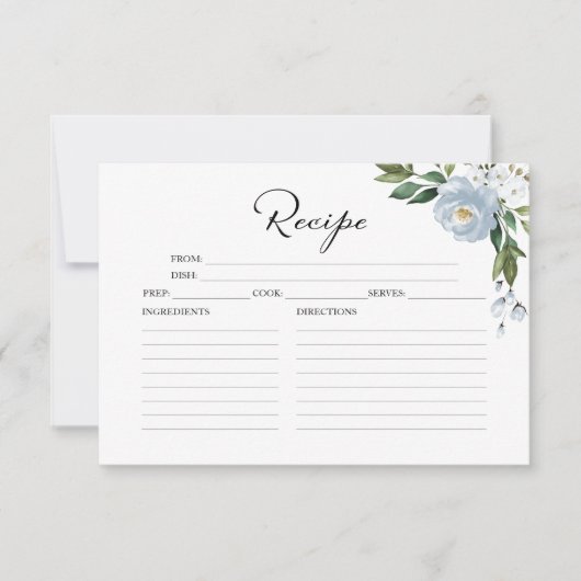 Blauwgroene Bruiloft Recept Kaarten (Voorkant)