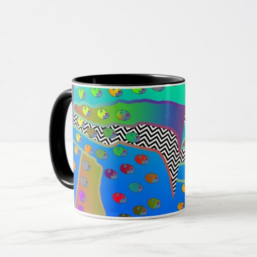 Blauwgroene Chevron Geo Mok (Voorkant links)