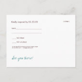 Blauwgroene Chinese lantaarn RSVP kaart (Achterkant)