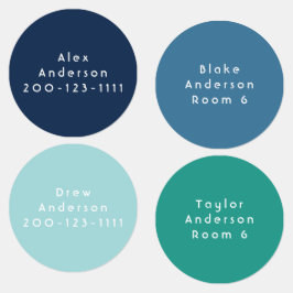 Blauwgroene cirkel IJzer op de etiketten van Kind Labels