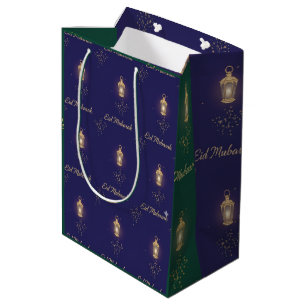 Blauwgroene Eid-cadeaubag Medium Cadeauzakje
