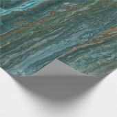 Blauwgroene en bruine marmertextuur cadeaupapier (Hoek)