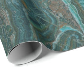 Blauwgroene en bruine marmertextuur cadeaupapier (Rol Hoek)