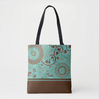Blauwgroene en bruine ventilatormedaillon (v1) Can Tote Bag