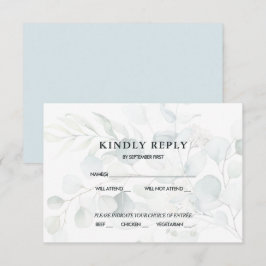 Blauwgroene Eucalyptus Huwelijks RSVP-reactie Donk Kaart