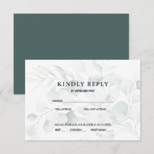 Blauwgroene Eucalyptus Trouw RSVP-reactie Donker I Kaart