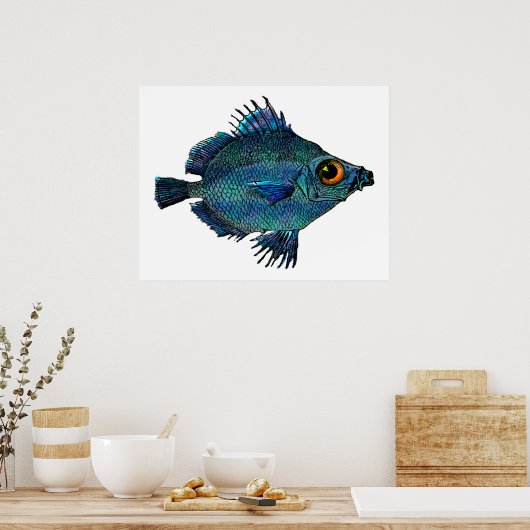 Blauwgroene Fantasy Discus Poster (Keuken)