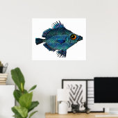 Blauwgroene Fantasy Discus Poster (Thuiskantoor)