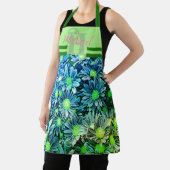 Blauwgroene Floral Monogrammed Chef Apron Womens Schort (Insitu)
