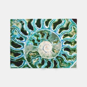 Blauwgroene Fossiele Geode Fleece Deken