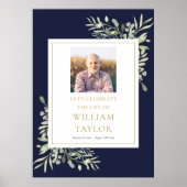 Blauwgroene Foto Herinneringsteken van het Leven Poster (Voorkant)